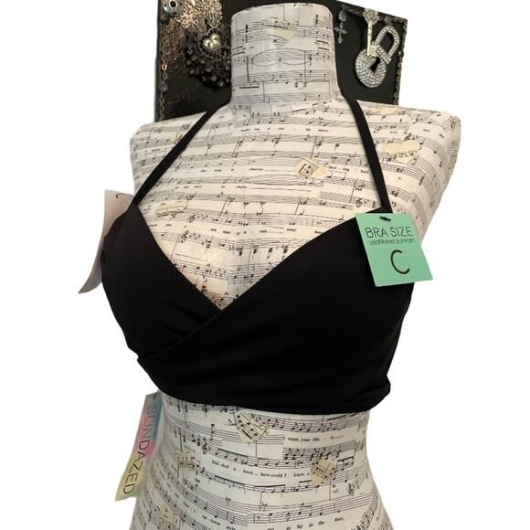 Sundazed Simone Black Wrap Bikini Top size 32C NEW - Picture 2 of 8